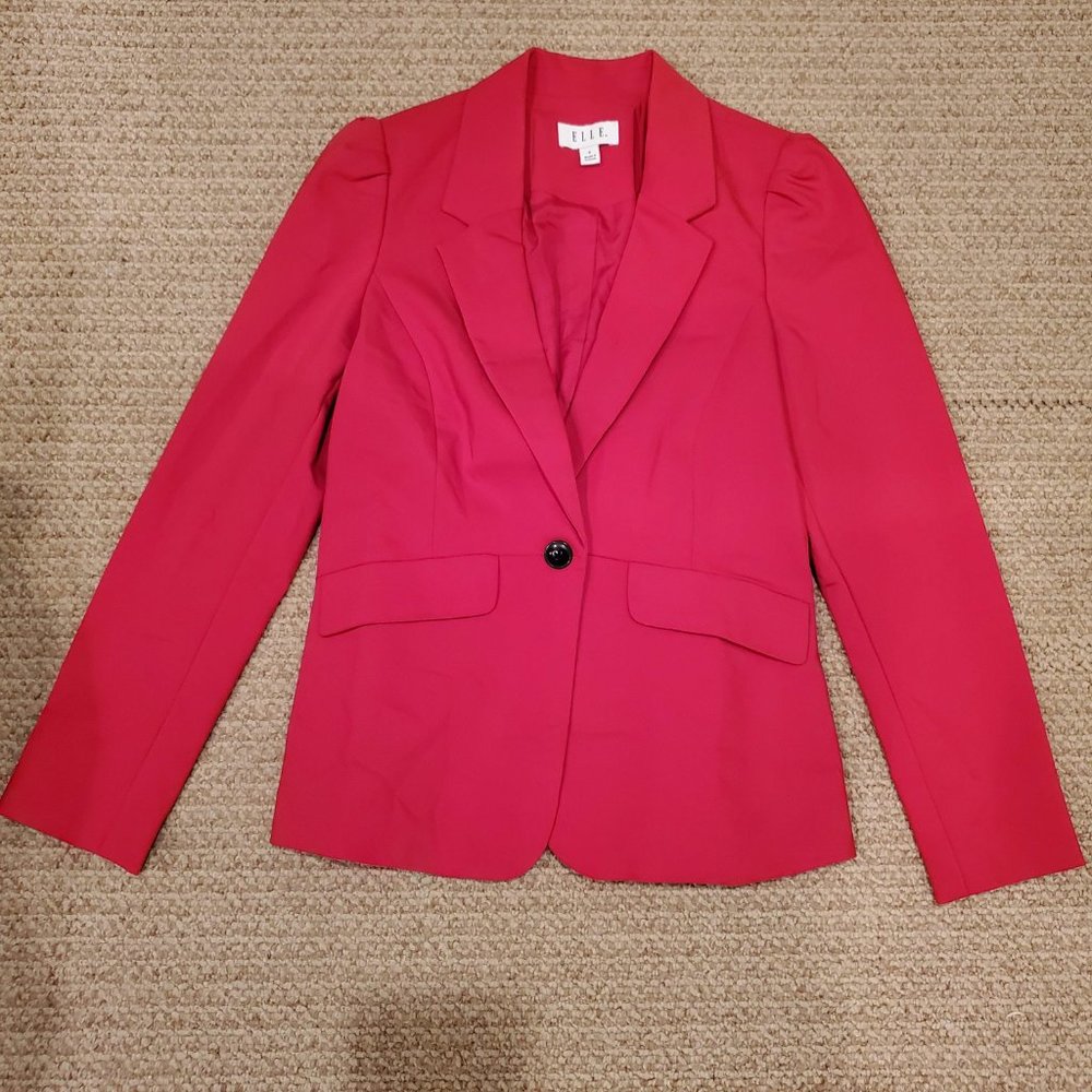 Red Peplum Single Button Blazer